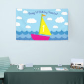 Sailing Sail Boat Cute Spring 1st Birthday Party Spandoek (Beurs)