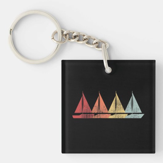 Sailing Sail Boat Retro Sleutelhanger (voorkant)