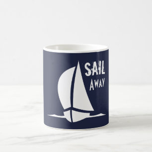 Sailing Sail Sailboot Navy and White Koffiemok