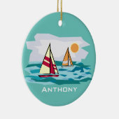 Sailing, Sailboards Design Ceramic Ornament (Rechts)