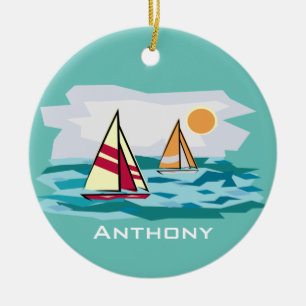 Sailing, Sailboards Design Ceramic Ornament