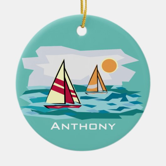 Sailing, Sailboards Design Ceramic Ornament (Voorkant)