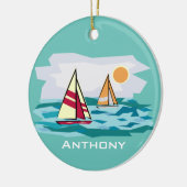 Sailing, Sailboards Design Ceramic Ornament (Links)