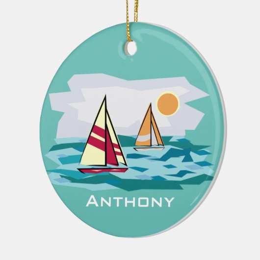 Sailing, Sailboards Design Ceramic Ornament (Links)