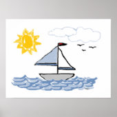 Sailing Sailboat Children's Animated Wall Art Poster (Voorkant)