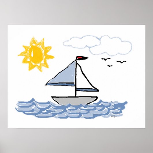Sailing Sailboat Children's Animated Wall Art Poster (Voorkant)