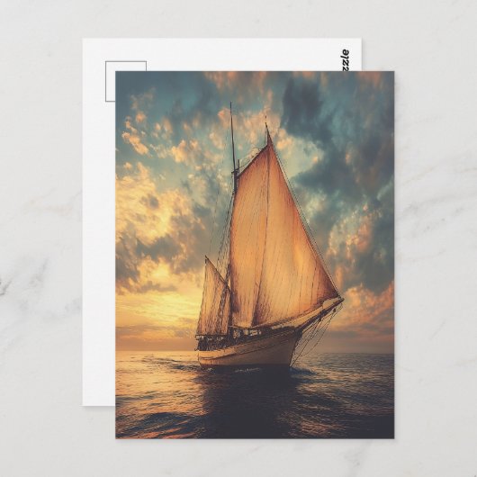 Sailing Ship Against a Sunset Briefkaart (Voorkant / Achterkant)