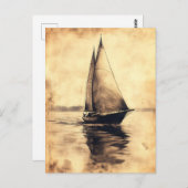 Sailing Ship in Charcoal on Parchment Briefkaart (Voorkant / Achterkant)