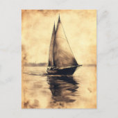 Sailing Ship in Charcoal on Parchment Briefkaart (Voorkant)