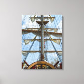 Sailing Ship Wheel and Rigging Canvas Afdruk (Voorkant)
