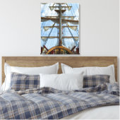 Sailing Ship Wheel and Rigging Canvas Afdruk (Insitu (Slaapkamer))