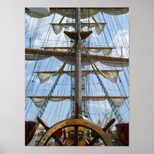 Sailing Ship Wheel and Rigging Poster