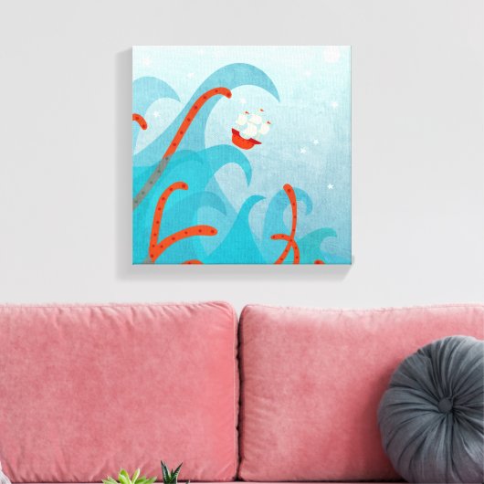 Sailing Ship Zee Monster Canvas Afdruk (Insitu (Woonkamer))