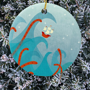 Sailing Ship Zee Monster Keramisch Ornament