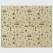 Sailing Ships and Lighthouses  Pattern Cadeaupapier (Vlak)