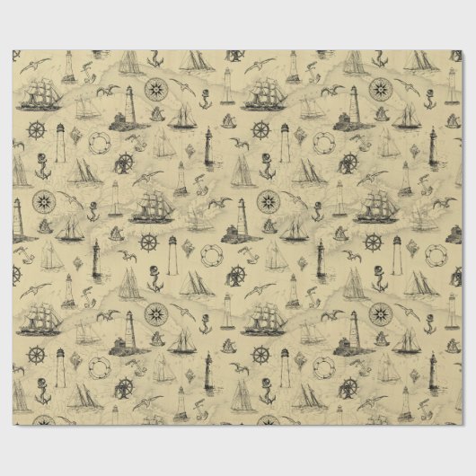 Sailing Ships and Lighthouses Pattern Cadeaupapier (Vlak)