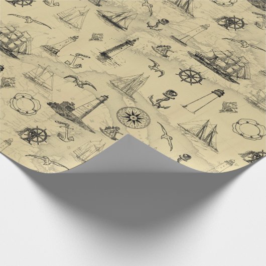 Sailing Ships and Lighthouses Pattern Cadeaupapier (Hoek)