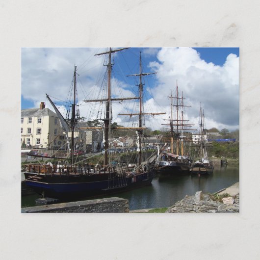 Sailing Ships Charlestown Harbor Cornwall Foto Briefkaart (Voorkant)