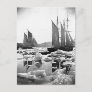 Sailing Ships in een ijskveld - Foto van 1869 Briefkaart