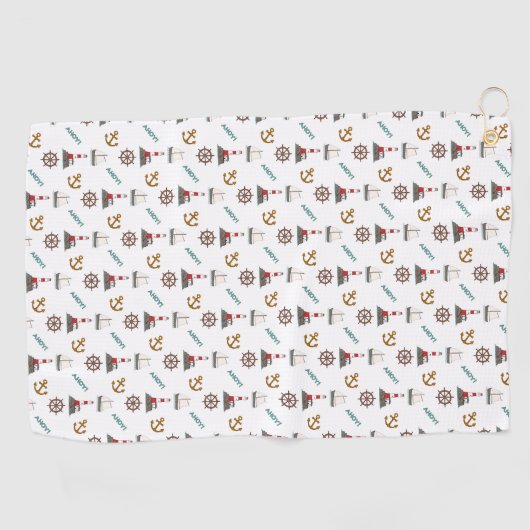 Sailing Small Pattern Kleur op Wit Golfhanddoek (Horizontaal)