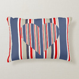 Sailing Stripes and Love Heart Nautical Accent Kussen