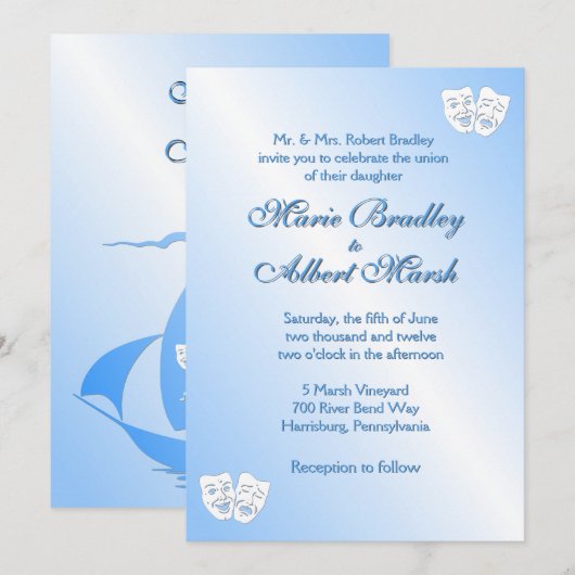Sailing Theater Theme Wedding Uitnodiging (Voorkant / Achterkant)