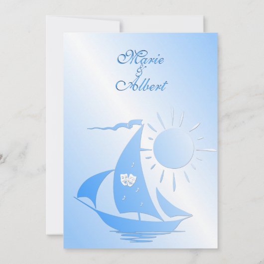 Sailing Theater Theme Wedding Uitnodiging (Achterkant)