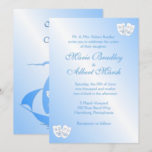 Sailing Theater Theme Wedding Uitnodiging (Voorkant / Achterkant)