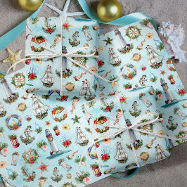 Sailing van kerst Verlichtingsvuurtoren voor schep Inpakpapier Vel