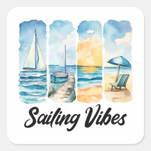 Sailing Vibes - Voel de oceaan Vierkante Sticker (Voorkant)