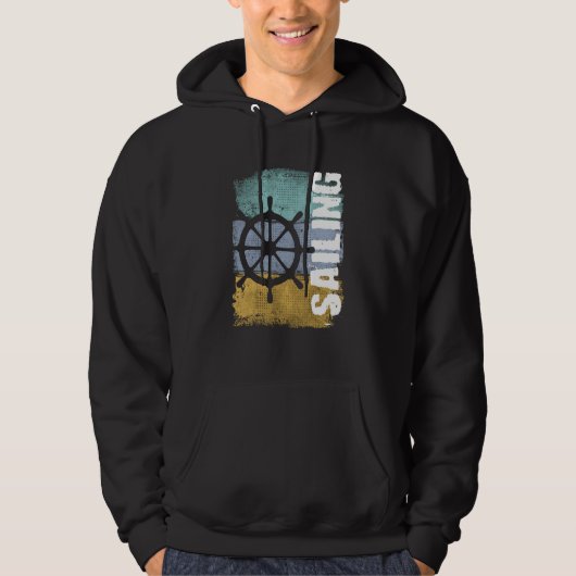 Sailing Vintage Retro Sailboat Helm Hoodie (Voorkant)