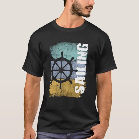 Sailing Vintage Retro Sailboat Helm T-shirt (Voorkant)