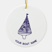 Sailing Yacht Boat Name Keramisch Ornament (Voorkant)