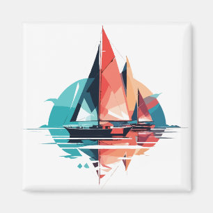 Sailing Zee Calm Tranquil Ocean Outdoors Adventure Magneet
