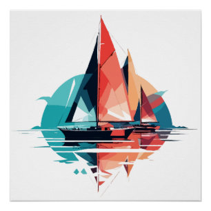 Sailing Zee Calm Tranquil Ocean Outdoors Adventure Perfect Poster