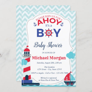 Sailor, Ahoy... Het is een Baby shower. Kaart
