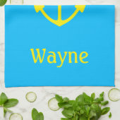 Sailor Anchor Blue Boat (Naam) Geel Theedoek (Gevouwen)