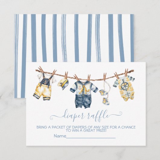 Sailor Baby shower Clothesline Luier Raffle Kaart (Voorkant / Achterkant)