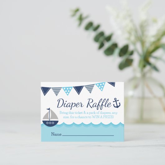 Sailor Baby Shower – Diaper Raffle Card Plaatskaartje (Staand voorkant)