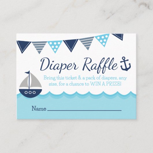 Sailor Baby shower - Luier Raffle Kaart Plaatskaartje (Voorkant)