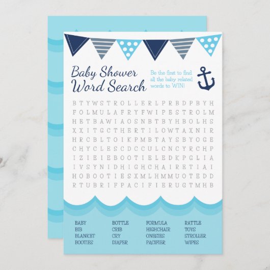 Sailor Baby Word Search Game Card Programmakaart (Voorkant / Achterkant)