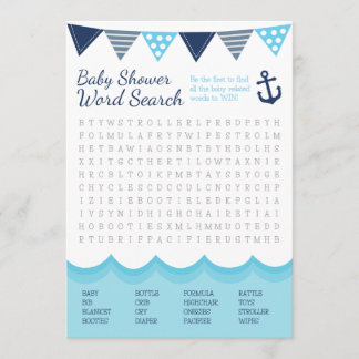Sailor Baby Word Search Game Card Programmakaart