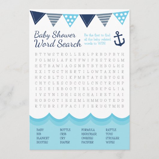 Sailor Baby Word Search Game Card Programmakaart (Voorkant)