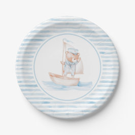 Sailor Bear Blue Stripe Birthday Papieren Bordje