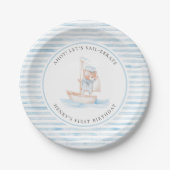 Sailor Bear Blue Stripe Birthday Papieren Bordje (Voorkant)