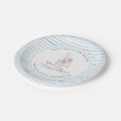 Sailor Bear Blue Stripe Birthday Papieren Bordje (Gekanteld)