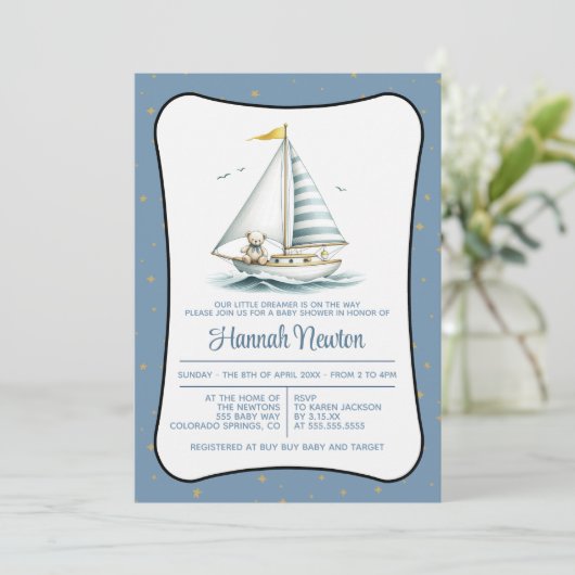 Sailor Beer Baby shower Invitation Kaart (Staand voorkant)
