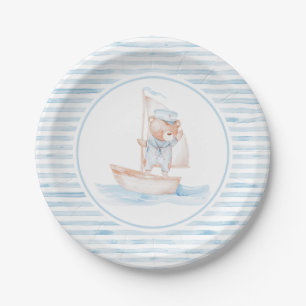 Sailor Beer Blauwe Streep Verjaardag Papieren Bordje