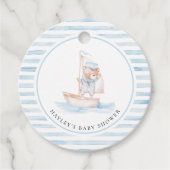 Sailor Beer Blue Stripe Baby shower Bedankjes Labels (Voorkant)