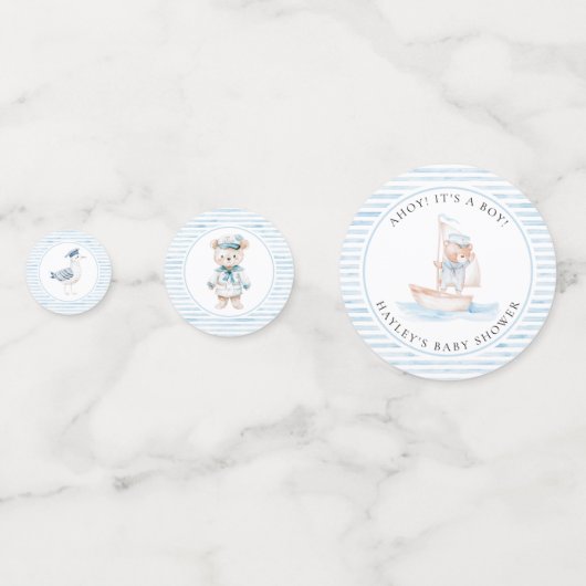 Sailor Beer Blue Stripe Baby shower Confetti (Achterkanten)